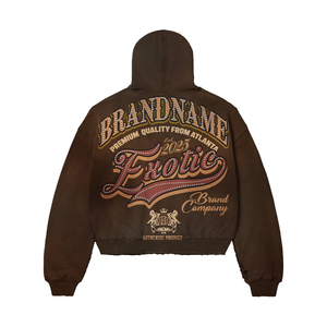 Sweat à capuche zippé oversize pour homme, en molleton de coton, style streetwear vintage, avec motif imprimé sur le devant, hiver, marque OEM - Product Image 2