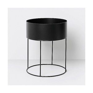 Linea Exports Inc Ensemble de 2 jardinières en métal avec support noir thermolaqué, différentes tailles, forme ronde, jardinières en métal pour fleurs - Product Image 5