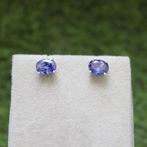 Tanzanite Stud <b>Earrings</b> Purple Gemstone 925 Sterling Silver <b>Handmade</b> Elegant Jewelry Gift For Women Fashion <b>Earrings</b> - Product Image 1