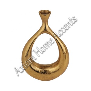 Jarrón de suelo de aluminio con acentos para el hogar Axiom elegante moderno con esmalte transparente de cobre para arreglos florales de mesa decoración del hogar - Product Image 2