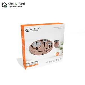 Service de vaisselle Thali en acier inoxydable martelé avec revêtement PVD or rose avec diamant de qualité supérieure - Product Image 3