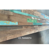 Paneles Acústicos de Madera de Teca Reciclada de Indonesia para Apartamentos, Diseño Geométrico Minimalista, Efecto de Erosión Natural