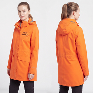 Chaqueta Cortavientos Impermeable Reversible para Mujer con Logotipo Bordado Personalizado OEM, Chaqueta de Lluvia con Capucha de Nailon 100% de Secado Rápido para Senderismo - Product Image 4
