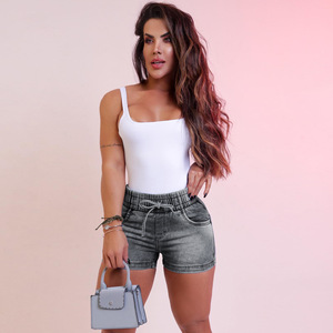 Women Button Front <b>Jean</b> Shorts Casual Denim Fashion Bottoms <b>Soft</b> Lightweight Summer Daily Wear Clothing - Product Image 1