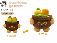 Peluche personnalisée en forme de plante, personnage de dessin animé marron, poupée en peluche avec garnitures de fruits mélangés, visage brodé, fourrure douce
