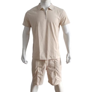 Ensembles de survêtement taille US logo personnalisé couleur unie à manches courtes joggers costume vêtements de plage deux pièces vêtements hommes ensembles courts - Product Image 1