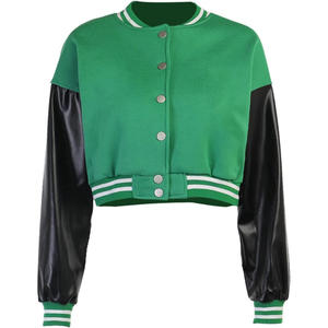 Chaqueta Varsity Corta de Cuero y Lana de Primera Calidad para Mujer, Transpirable y Resistente al Viento, Venta al Por Mayor 2026 - Product Image 1