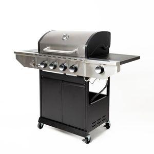 Griglia a Gas propano a 4 fuochi in acciaio inox con termometro a bruciatore laterale per barbecue da campeggio all'aperto - Product Image 6
