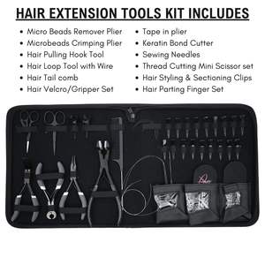 Kit d'outils pour extensions de cheveux ZARNAB SURGICAL avec outils en acier inoxydable et en plastique pour usage en salon - Installation et retrait - Nouveauté - Product Image 6