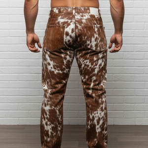 Custom Hip Hop Hair On Cow Hide Slim Fit Cowhide Printed High Waist Sweat Pant Adult Active <b>Leather</b> Pant Comfortable <b>Leather</b> - Product Image 2