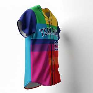 Maillot de baseball personnalisé OEM respirant à col en V et manches courtes avec logo, nom et numéro sublimés (unisexe) - Product Image 5