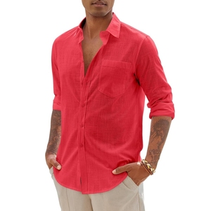 Camisa de Hombre de Lino y Algodón, Manga Larga, con Botones, Ligera, Informal, para Playa o Boda - Product Image 2