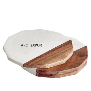 Teck Bois Marbre Blanc et Marron Table Ware Décor Tapis et Tampons Dernière Conception Antique Moderne Fantaisie Dessous De Verre Pour Les Meilleures Ventes - Product Image 1