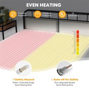 Materassino Elettrico Riscaldante 80x78 Lavabile Portatile con Spina USA, Timer 10H, Caldo per Uso Domestico, Realizzato in Poliestere - Product Image 6