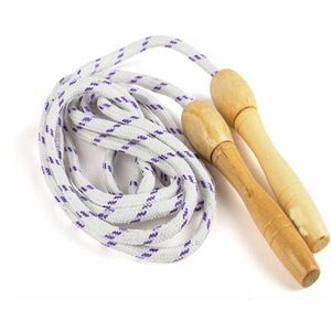 Corde à sauter Geo Brother réglable avec poignée en bois et cordon à motifs bleus 3M, portable, pour exercices à domicile, unisexe - Product Image 3