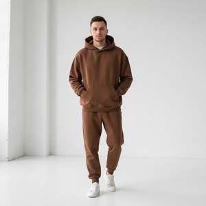 ชุดเซ็ตเสื้อฮู้ดดี้และกางเกงจ็อกเกอร์ยูนิเซ็กซ์สำหรับฤดูหนาว ล้างสีแบบแอซิดวอช ระบายอากาศได้ดี สไตล์ลำลอง แต่งลูกปัด ผ้าคอตตอน ใส่ได้สองด้าน ไซส์พลัส - Product Image 6