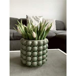 Florero Moderno de Metal Blanco de Lujo con Cuentas Doradas, Florero Cilíndrico Decorativo de Hierro para Centros de Mesa en Bodas y Decoración del Hogar - Product Image 6