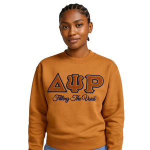 Delta Psi Rho Sorority Crewneck Sweatshirt Gold Cotton <b>Poly</b> <b>Filling</b> the Voids Greek Life Apparel Soft Comfortable Casual Wear - Product Image 1