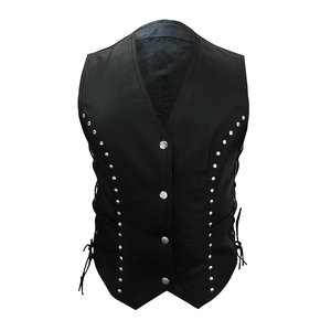 New Arrival Women's <b>Black</b> Genuine Leather Sleeveless <b>Vest</b> Waterproof Windproof Outer Wear Riding Leather <b>Vests</b> For Women's - Product Image 6