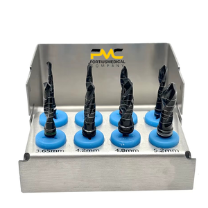 Ensemble de huit forets dentaires en titane avec forets pilotes pour la chirurgie de lifting du sinus maxillaire, finition noire - Product Image 3