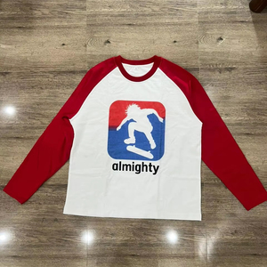 Servicios OEM del fabricante Relicstar, camisetas para hombre con logotipo bordado, impresión DTG, 100% algodón, manga larga raglán. - Product Image 1