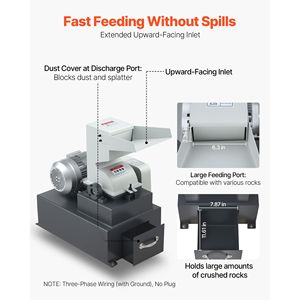 Frantoio Elettrico 3KW 220V per Roccia e Pietra, Capacità di Frantumazione 400-600 Kg/h, Macchina per Frantumazione Vetro con Motore - Product Image 5