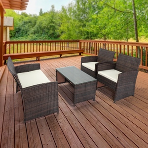 Ensemble de meubles de jardin en rotin tressé moderne de qualité supérieure, 4 pièces, résistant aux UV, lavable, résistant aux intempéries, garantie 1,5 an - Product Image 3