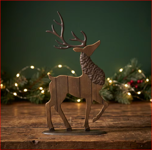 Modern Metal Reindeer Sculpture Handcrafted Tabletop Deer Statue <b>Rustic</b> Brown Holiday <b>Decoration</b> for <b>Home</b> Desk - Product Image 4
