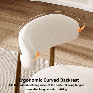 Set di 2 Sedie da Pranzo Moderne in Tessuto Beige con Struttura in Metallo per Cucina o Sala da Pranzo - Product Image 4