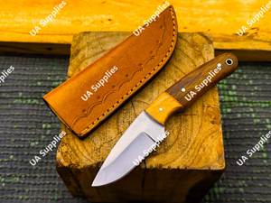 8" Total Length OEM Custom Stainless Steel Camping Hunting <b>Knife</b> Wood Drop Point Razor <b>Sharp</b> Leather Sheath Bulk Wholesale - Product Image 2