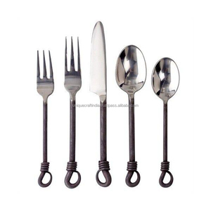 Silver Dark Swirl Twig Handle Cutlery Set Stainless Steel <b>Spoon</b> Fork Knife Tableware Wholesale Custom Dining Home Kitchen Decors - Product Image 5