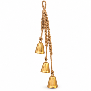 Cloche murale dorée en gros avec formes géométriques variées et suspension en fibres naturelles pour les détaillants de fêtes - Product Image 6