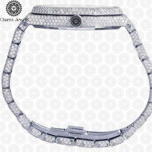 Montre de luxe Charm_Jewells en acier inoxydable, boîtier rond de 42 mm, incrustée de diamants, mouvement à quartz analogique, design unisexe tendance - Product Image 4