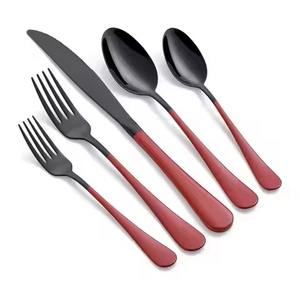 Juego de cubiertos modernos de acero inoxidable con acabado dorado, diseño clásico para bodas y restaurantes, pulido espejo para uso en la cocina. - Product Image 2