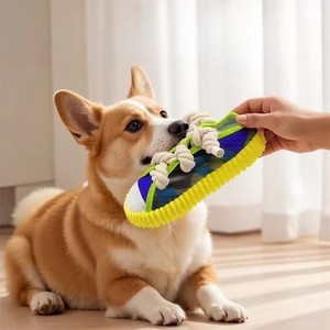 <strong>Dog</strong> Squeak <strong>Toy</strong> Teeth Grinding Bite Resistant Slippers Shape Puppy <strong>Chew</strong> <strong>Toy</strong> With <strong>Cotton</strong> <strong>Rope</strong> Pet Chewing <strong>Toys</strong> - Product Image 3