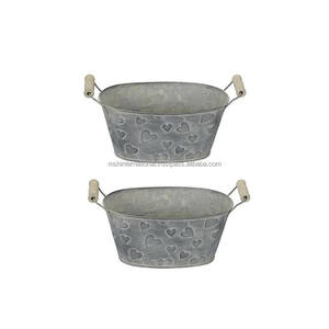 Jardinière et pots de fleurs vintage en métal galvanisé Seau de rangement pour jardinière de ferme Décor de maison et de jardin Jardinière intérieure/extérieure - Product Image 6