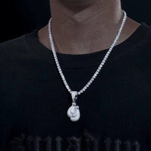 Hip Hop Boxing <b>Gloves</b> Pendant Moissanite Diamond 925 Sterling <b>Silver</b> Micro Pave Sports Jewelry Pendant - Product Image 1