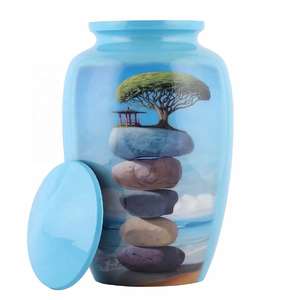 Elegant Purple Pearl Finish Cremation Urn with Silver Band for Elegant <b>Memorial</b> Ashes Display - Product Image 2