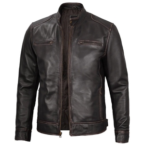Real Lambskin <b>Leather</b> Winter <b>Jacket</b> Men Classic Vintage Style <b>Brown</b> <b>Leather</b> <b>Jacket</b> High Quality Stylish Outerwear - Product Image 4