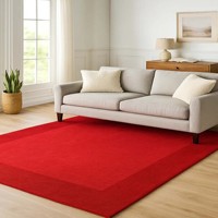 Grand tapis en laine bleu, tapis tufté à la main Borderloom, tapis de qualité supérieure, tapis pour salon, chambre à coucher, revêtement de sol, décoration intérieure