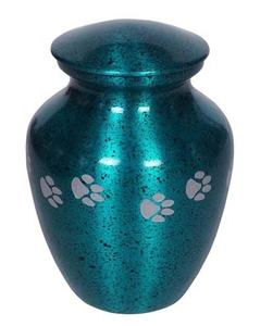 TURKISH <b>STONE</b> ALUMINUM PET CREMATION URNS PAW PRINT CLASSIC PET CREMATION URN SILVER ENGRAVED PAW PRINT URN - Product Image 2