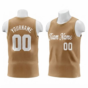 Maillot de basket personnalisé sans manches en mesh beige sublimé respirant avec nom d'équipe 00 Vêtements unisexes pour adultes - Product Image 1