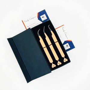 Ensemble de pinces à cils antistatiques en acier inoxydable durables Samofy Enterprises, outils de précision, pointe lisse à 45/75/90 degrés, boîte - Product Image 1