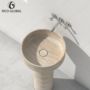 Lavabo de pedestal independiente redondo moderno para baños de hoteles o residenciales - Product Image 6