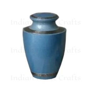 Urna Funeraria Azul para Adulto con Detalles Plateados y Diseño Clásico - Product Image 2