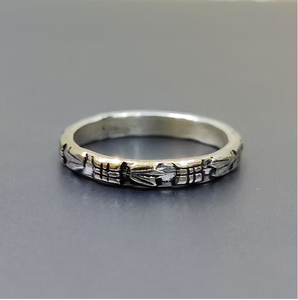 925 Sterling Silver <b>Ring</b> Textured Carved Pattern Slim Band <b>Ring</b> Vintage Antique Oxidized <b>Stacking</b> Jewelry Wholesale - Product Image 2