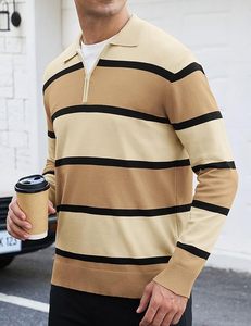 Camisas Polo Casuales para Hombre, Camisas de Golf a Rayas Vintage, Camisa de Rugby de Punto, Suéter Polo Ligero - Product Image 4