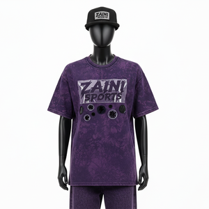 เสื้อยืดผู้หญิงแบบย้อมสีเอซิด ผ้าคอตตอนเจอร์ซีย์พรีเมียม เนื้อผ้านุ่ม สีม่วง พิมพ์ลายโลโก้ตามสั่ง เสื้อยืดผู้หญิงแบบย้อมสีเอซิด ผ้าคอตตอน - Product Image 6