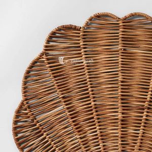 Luxury Bohemian Scalloped Coastal Rattan Table <b>Mat</b> Sustainable Marine Theme Plate Charger Platter <b>Beach</b> House Dining Wedding - Product Image 2