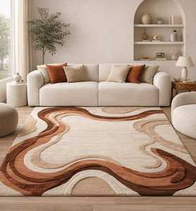 Tapis en laine touffeté à la main de meilleure qualité 100% Style rond moderne pour hôtel salon zone décorative en coton - Product Image 5